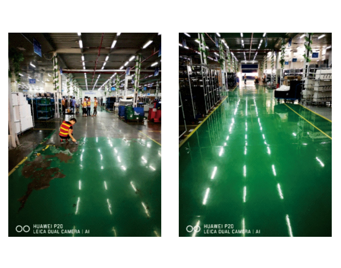 環(huán)氧地坪表層脫落，采用ADS-08背水壓反滲漏防霉涂料做地面處理后，完美修復(fù)